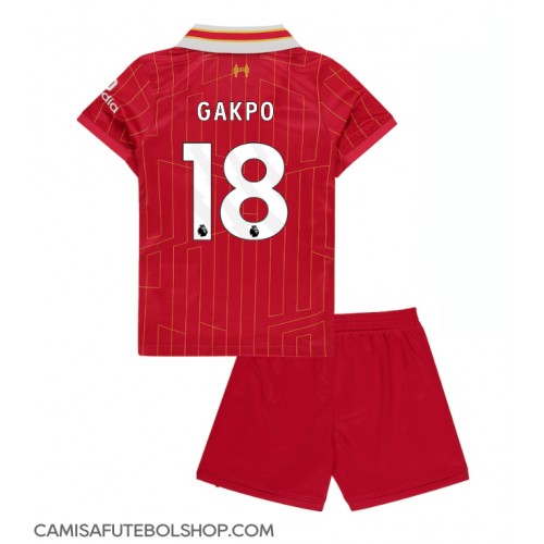 Camisa de time de futebol Liverpool Cody Gakpo #18 Replicas 1º Equipamento Infantil 2024-25 Manga Curta (+ Calças curtas)